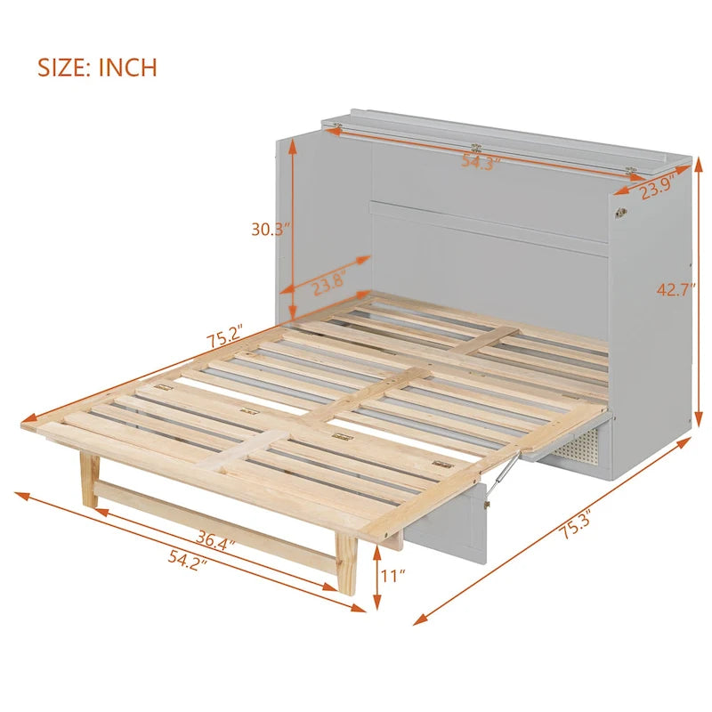Nestfair Full Size Murphy Bed with Large Drawers