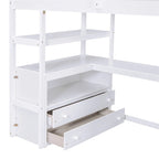 Merax Loft Bed with Desk and Shelves