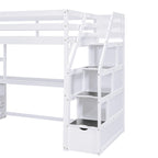 Merax Loft Bed with Desk and Shelves