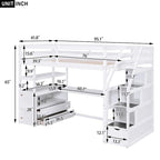 Merax Loft Bed with Desk and Shelves
