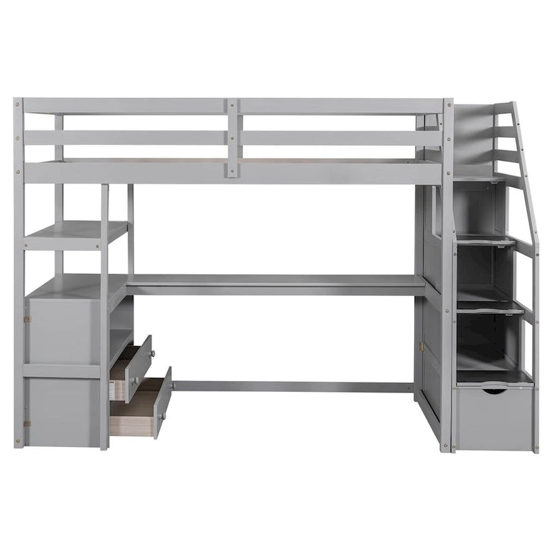 Merax Loft Bed with Desk and Shelves
