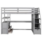 Merax Loft Bed with Desk and Shelves