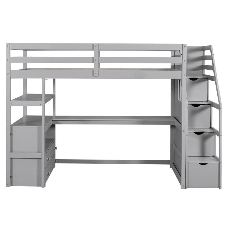 Merax Loft Bed with Desk and Shelves