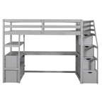 Merax Loft Bed with Desk and Shelves