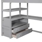Merax Loft Bed with Desk and Shelves