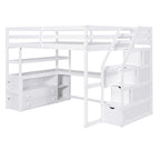 Merax Loft Bed with Desk and Shelves