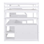 Merax Loft Bed with Desk and Shelves