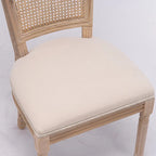 Solid Wood Frame Antique Painting Square Rattan Back Dining Chair Set of 2