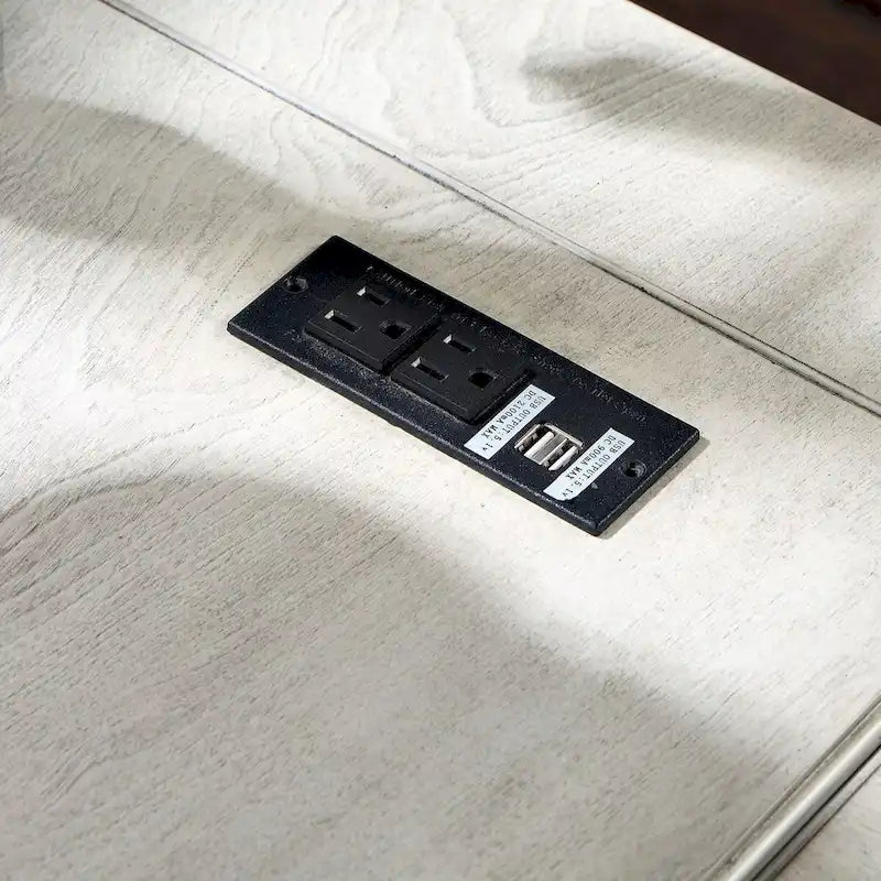 Lemper Farmhouse Antique White Wood Lift-Top Corner Desk with USB Port by Furniture of America