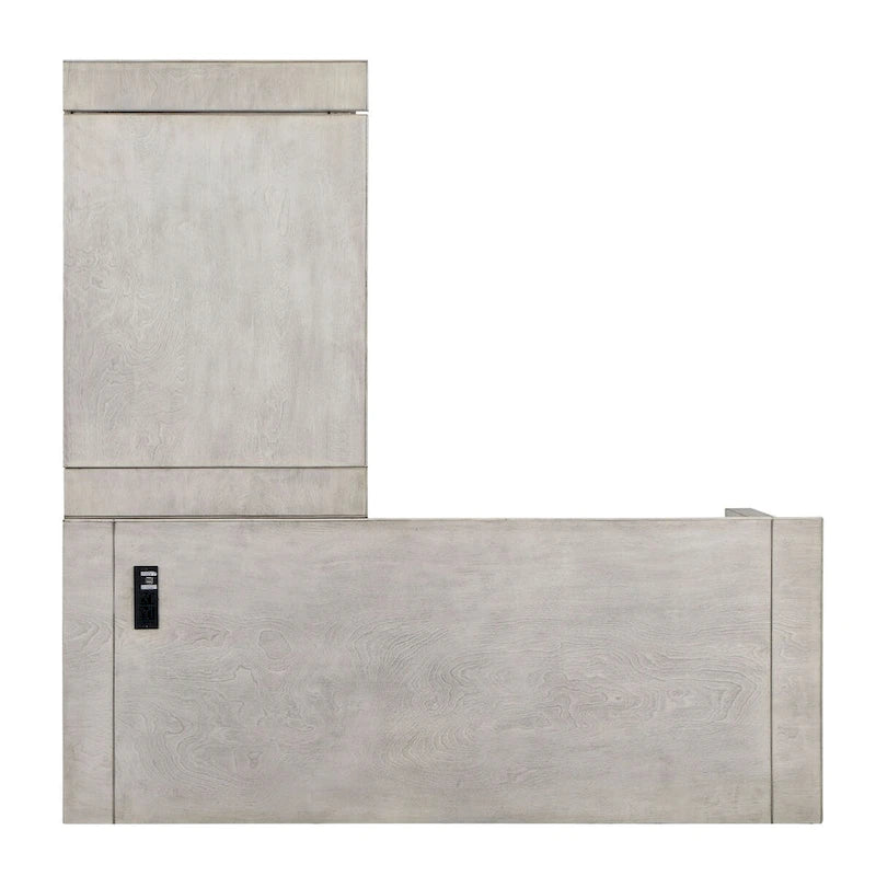 Lemper Farmhouse Antique White Wood Lift-Top Corner Desk with USB Port by Furniture of America