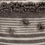 The Curated Nomad Koroh Moroccan Ivory and Brown Handwoven Wool Pouf Ottoman