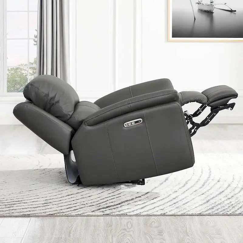 Hydeline Erindale Zero Gravity Power Recline and Headrest Top Grain Leather Sofa