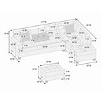 Poundex 3-Piece Sectional Set W/ Ottoman