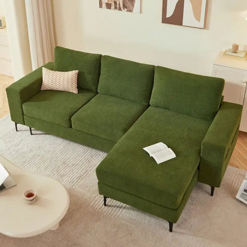 HOOOWOOO L-Shaped Upholstered Sofa Couch with Metal Legs