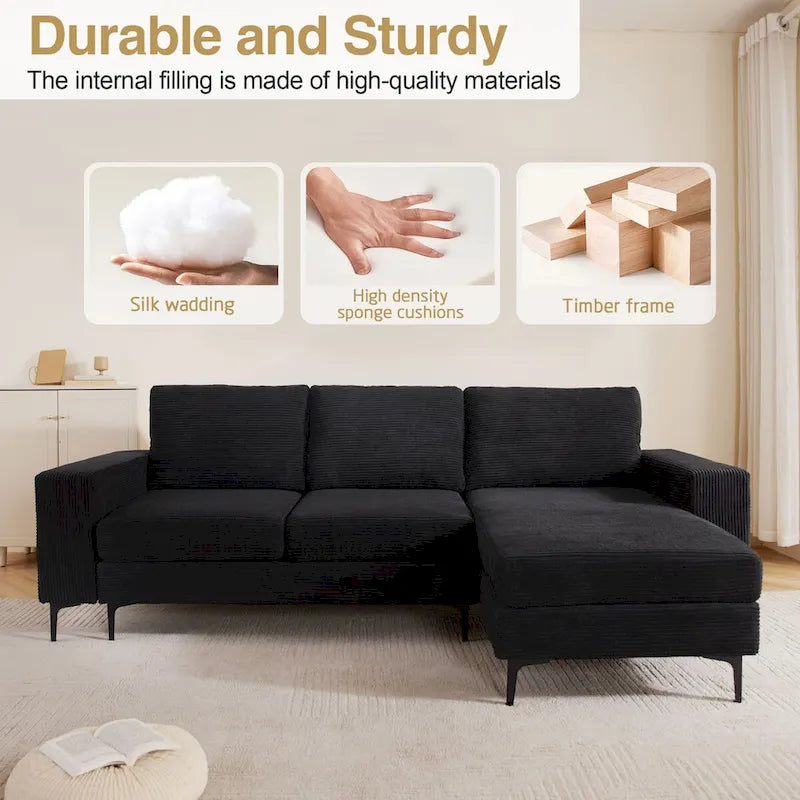 HOOOWOOO L-Shaped Upholstered Sofa Couch with Metal Legs