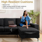 HOOOWOOO L-Shaped Upholstered Sofa Couch with Metal Legs