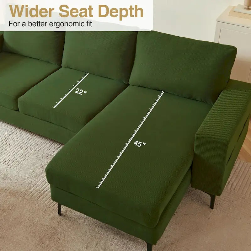 HOOOWOOO L-Shaped Upholstered Sofa Couch with Metal Legs
