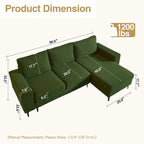 HOOOWOOO L-Shaped Upholstered Sofa Couch with Metal Legs