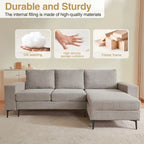 HOOOWOOO L-Shaped Upholstered Sofa Couch with Metal Legs