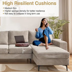HOOOWOOO L-Shaped Upholstered Sofa Couch with Metal Legs