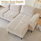 HOOOWOOO L-Shaped Upholstered Sofa Couch with Metal Legs