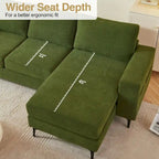 HOOOWOOO L-Shaped Upholstered Sofa Couch with Metal Legs