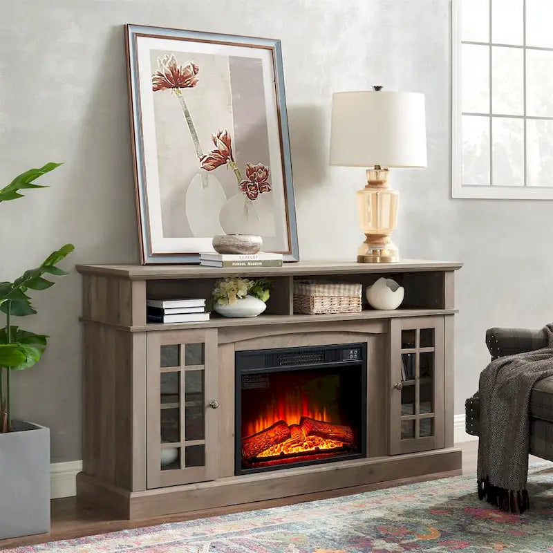 Modern Entertainment Console with 23 Fireplace Inset
