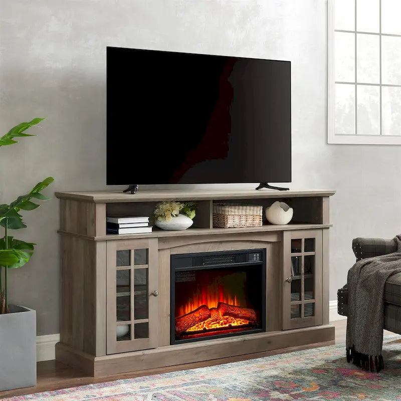 Modern Entertainment Console with 23 Fireplace Inset