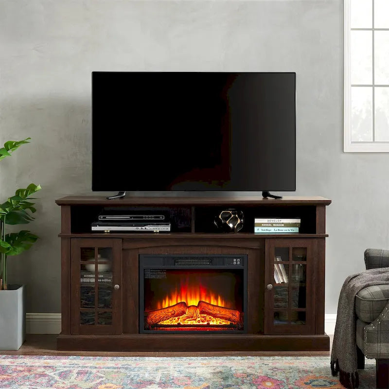 Modern Entertainment Console with 23 Fireplace Inset