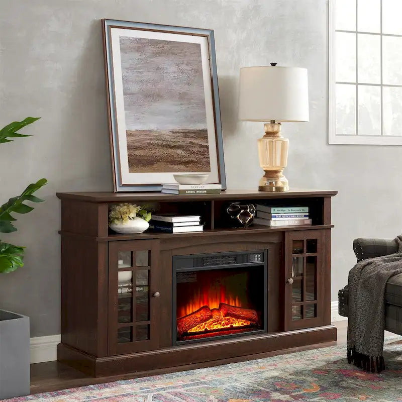 Modern Entertainment Console with 23 Fireplace Inset
