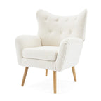 Modern Fabric Wingback Accent Chair with Wood Legs