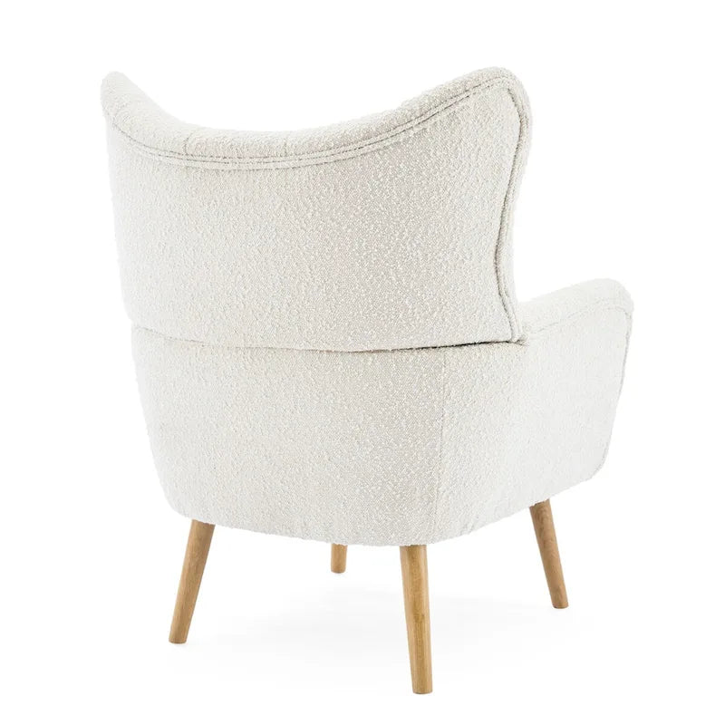 Modern Fabric Wingback Accent Chair with Wood Legs