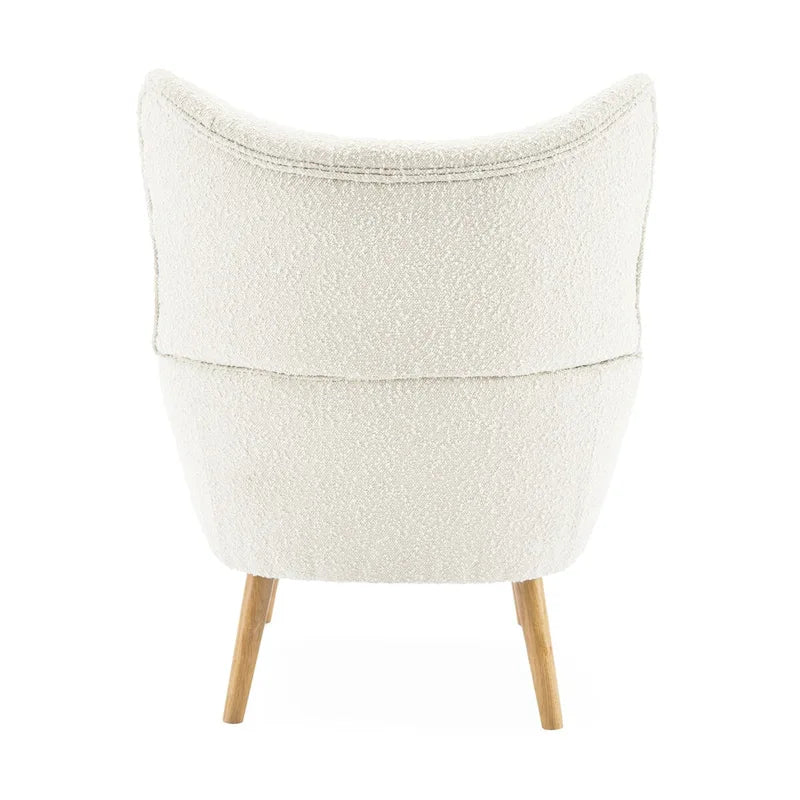 Modern Fabric Wingback Accent Chair with Wood Legs