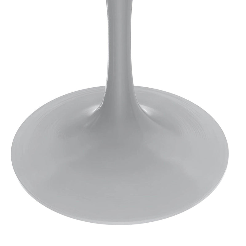 LeisureMod Verve 48 Round Dining Table with Stone TableTop and White Steel Base for Kitchen & Dining Room