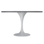 LeisureMod Verve 48 Round Dining Table with Stone TableTop and White Steel Base for Kitchen & Dining Room