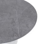 LeisureMod Verve 48 Round Dining Table with Stone TableTop and White Steel Base for Kitchen & Dining Room
