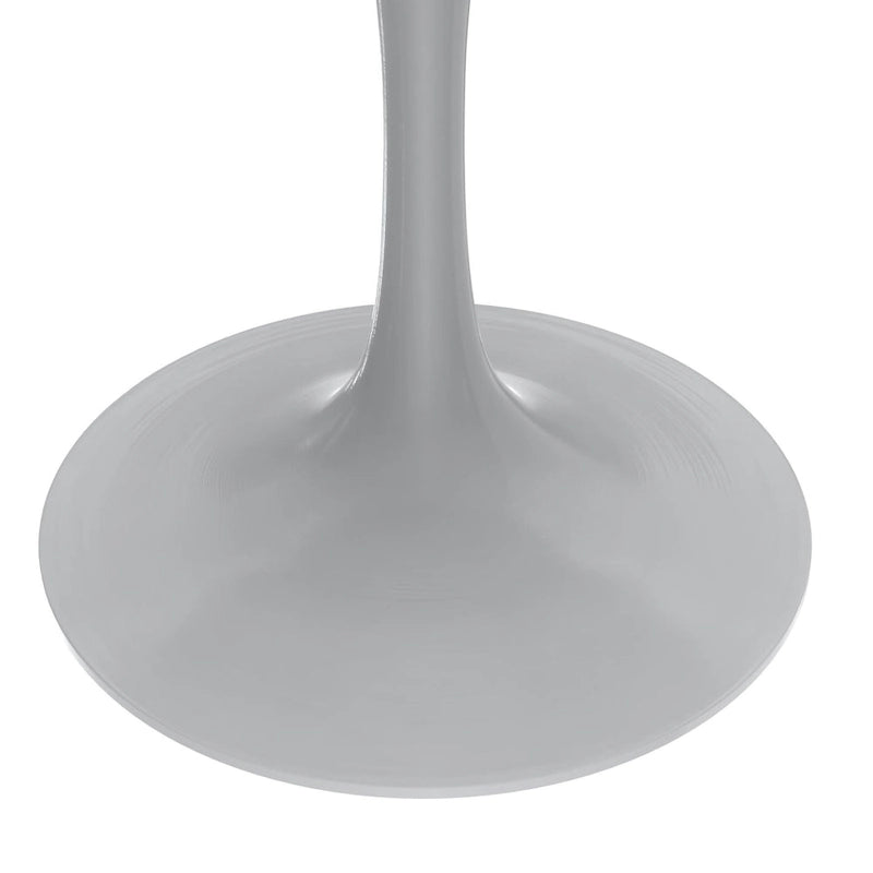 LeisureMod Verve 48 Round Dining Table with Stone TableTop and White Steel Base for Kitchen & Dining Room