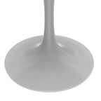 LeisureMod Verve 48 Round Dining Table with Stone TableTop and White Steel Base for Kitchen & Dining Room