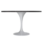 LeisureMod Verve 48 Round Dining Table with Stone TableTop and White Steel Base for Kitchen & Dining Room