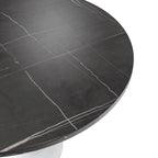 LeisureMod Verve 48 Round Dining Table with Stone TableTop and White Steel Base for Kitchen & Dining Room