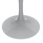 LeisureMod Verve 48 Round Dining Table with Stone TableTop and White Steel Base for Kitchen & Dining Room
