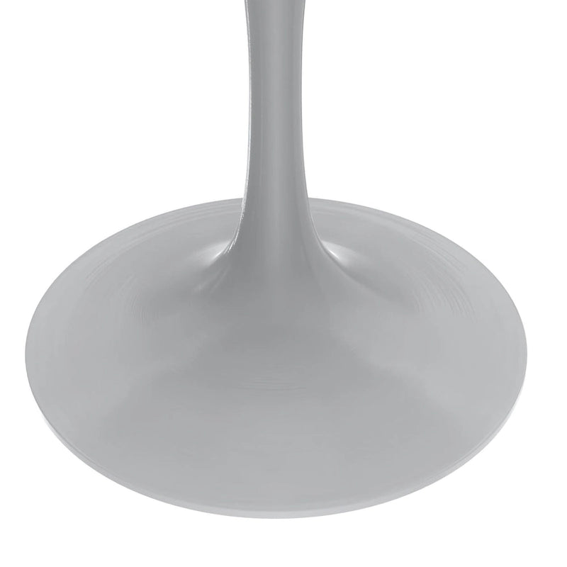 LeisureMod Verve 48 Round Dining Table with Stone TableTop and White Steel Base for Kitchen & Dining Room