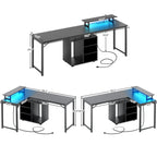 58.3 L-Shaped Gaming Desk with Storage Cube, Office Computer Table with USB Ports and LED Lights