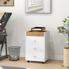 HOMCOM 3 Drawer Home Office Storage Cabinet, Office Drawer on Wheels with Removable Tray, Under Desk Printer Stand with Storage