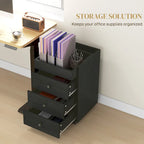 HOMCOM 3 Drawer Home Office Storage Cabinet, Office Drawer on Wheels with Removable Tray, Under Desk Printer Stand with Storage