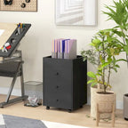 HOMCOM 3 Drawer Home Office Storage Cabinet, Office Drawer on Wheels with Removable Tray, Under Desk Printer Stand with Storage