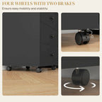 HOMCOM 3 Drawer Home Office Storage Cabinet, Office Drawer on Wheels with Removable Tray, Under Desk Printer Stand with Storage