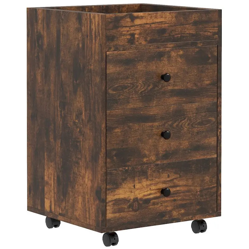 HOMCOM 3 Drawer Home Office Storage Cabinet, Office Drawer on Wheels with Removable Tray, Under Desk Printer Stand with Storage