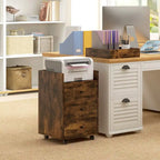 HOMCOM 3 Drawer Home Office Storage Cabinet, Office Drawer on Wheels with Removable Tray, Under Desk Printer Stand with Storage