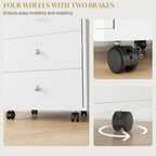 HOMCOM 3 Drawer Home Office Storage Cabinet, Office Drawer on Wheels with Removable Tray, Under Desk Printer Stand with Storage